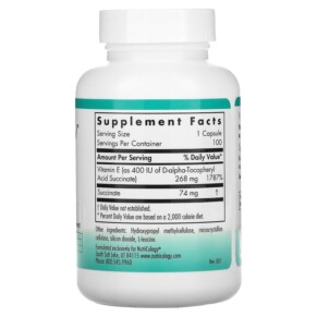 Thành phần vi chất của Nutricology Vitamin E Succinate 100 Vegetarian Capsules 713947504301