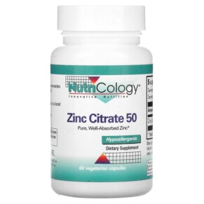 Thực phẩm chức năng Nutricology Zinc Citrate 50 60 Vegetarian Capsules 713947502901