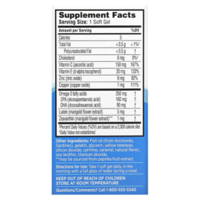 Thành phần vi chất của Ocuvite Adult 50 + Eye Vitamin & Mineral Supplement 50 Mini Soft Gels 324208465301