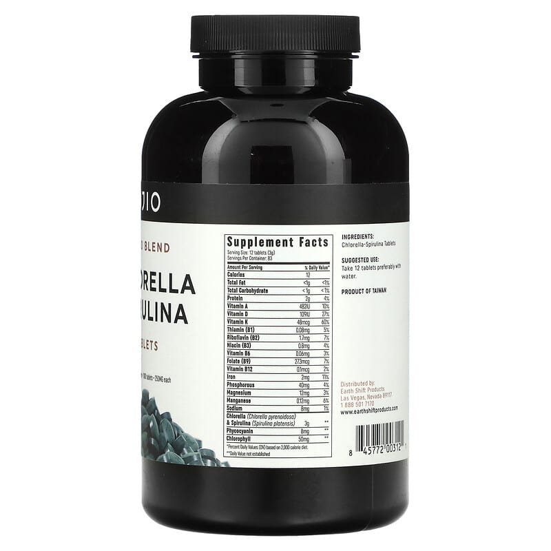 Ojio Chlorella Spirulina 50/50 Blend 250 mg 1.000 Tablets 2 Thành phần vi chất của Ojio Chlorella Spirulina 50/50 Blend 250 mg 1.000 Tablets 845772003121