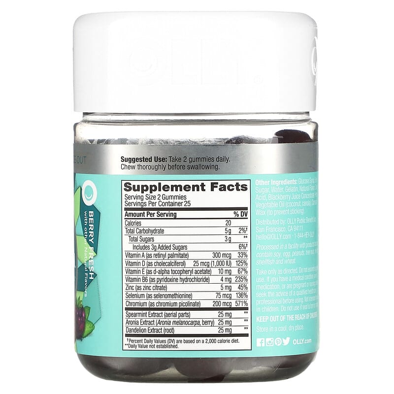 OLLY Flawless Complexion Berry Fresh 50 Gummies 2 Thành phần vi chất của OLLY Flawless Complexion Berry Fresh 50 Gummies 858158015267