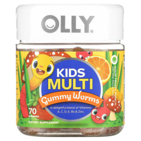 Thực phẩm chức năng OLLY Kids Multi Gummy Worms Sour Fruit Punch 70 Gummies 850004462164