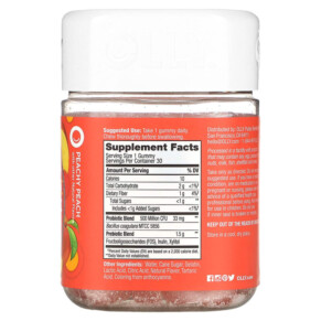 Thành phần vi chất của OLLY Probiotic + Prebiotic Peachy Peach 30 Gummies 858158005114