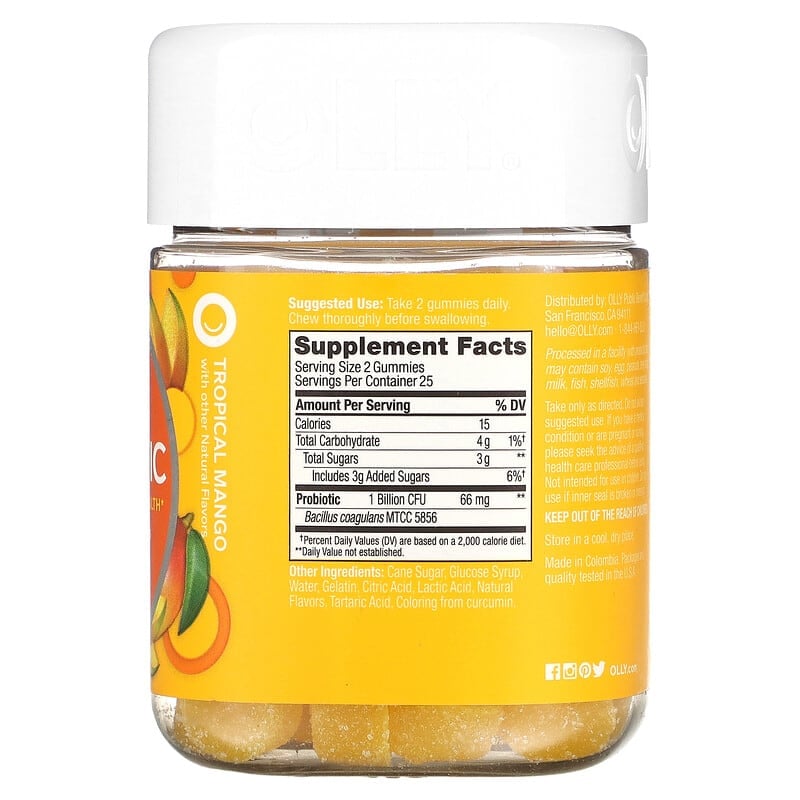 OLLY Probiotic Tropical Mango 1 Billion Live Cultures 50 Gummies 2 Thành phần vi chất của OLLY Probiotic Tropical Mango 1 Billion Live Cultures 50 Gummies 858158005138