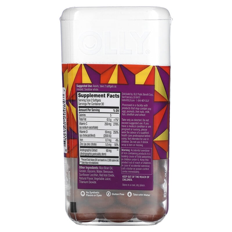 OLLY Ultra Immunity Multi-Benefit Blend 60 Softgels 2 Thành phần vi chất của OLLY Ultra Immunity Multi-Benefit Blend 60 Softgels 840160200847
