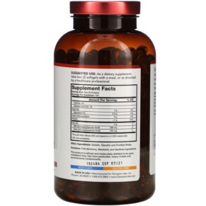 Thành phần vi chất của Olympian Labs Omega-3 Fish Oils 1.000 mg 240 Softgels 710013031129