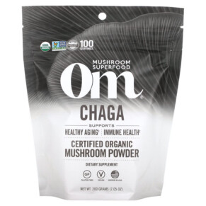 Thực phẩm chức năng Om Mushrooms Certified Organic Mushroom Powder Chaga 7.05 oz (200 g) 850030553232