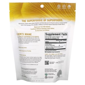 Thành phần vi chất của Om Mushrooms Certified Organic Mushroom Powder Lion's Mane 7.05 oz (200 g) 850030553256