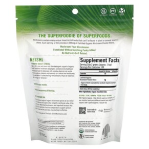 Thành phần vi chất của Om Mushrooms Certified Organic Mushroom Powder Reishi 7.05 oz (200 g) 850030553270