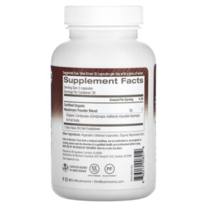 Thành phần vi chất của Om Mushrooms Cordyceps 90 Vegetable Capsules 856210008219