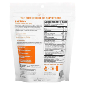 Thành phần vi chất của Om Mushrooms Energy+ Drink Mix Citrus Orange 7.05 oz (200 g) 850030553188