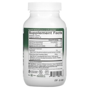 Thành phần vi chất của Om Mushrooms Gently Zen Powered by Reishi with Ashwagandha & GABA 90 Vegetable Capsules 850011996010