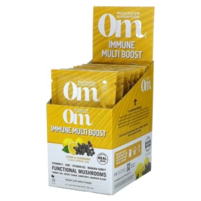Thực phẩm chức năng Om Mushrooms Immune Multi Boost Lemon & Elderberry Juice Drink Mix 10 Packets 0.53 oz (15 g) Each 850011996058