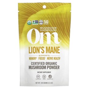 Thực phẩm chức năng Om Mushrooms Lion's Mane Certified Organic Mushroom Powder 3.5 oz (100 g) 892392002096