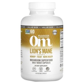 Thực phẩm chức năng Om Mushrooms Lion's Mane Mushroom Superfood 667 mg 180 Vegetable Capsules 850011996737