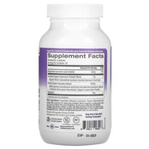 Thành phần vi chất của Om Mushrooms Sleep Powered by Reishi with GABA L-Theanine & Melatonin 90 Vegetable Capsules 850011996003