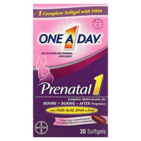 Thực phẩm chức năng One-A-Day Prenatal 1 with Folic Acid DHA & Iron Multivitamin/Multimineral Supplement 30 Softgels 016500558170