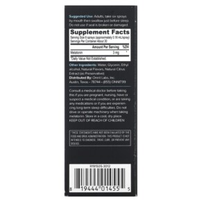 Thành phần vi chất của Onnit Instant Melatonin Fresh Mint 3 mg 1 fl oz (29 ml) 819444014555