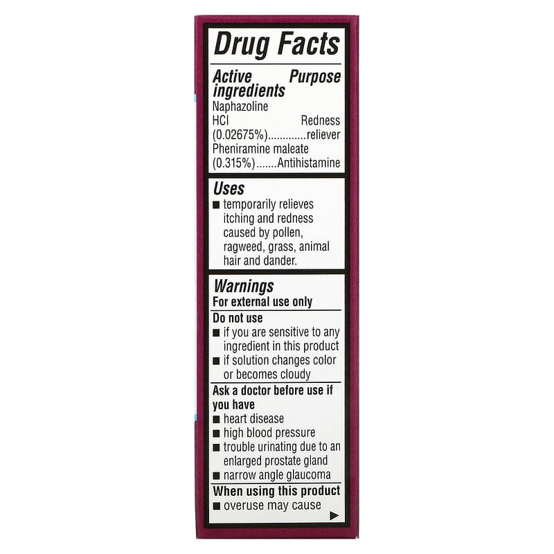 Opcon-A Clinically Proven Eye Allergy Relief 0.5 fl oz (15 ml) 2 Thành phần vi chất của Opcon-A Clinically Proven Eye Allergy Relief 0.5 fl oz (15 ml) 310119020906