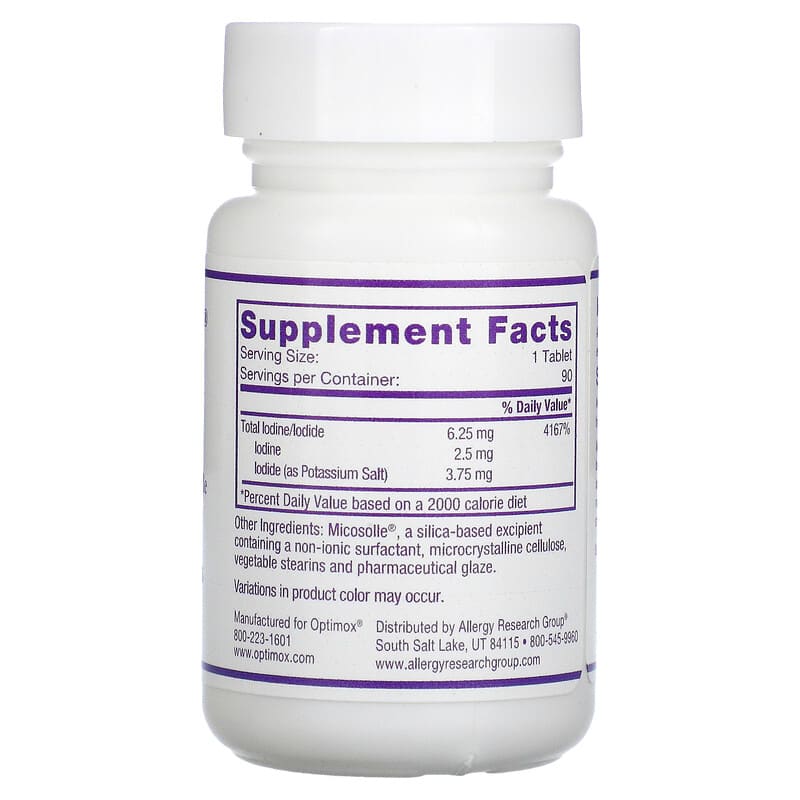Optimox Corporation Iodoral IOD 6.25 mg 90 Scored Tablets 2 Thành phần vi chất của Optimox Corporation Iodoral IOD 6.25 mg 90 Scored Tablets 350520015054