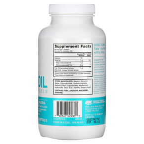 Thành phần vi chất của Optimum Nutrition Enteric-Coated Fish Oil 200 Softgels 748927029857