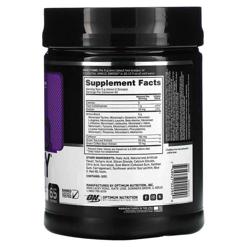 Optimum Nutrition ESSENTIAL AMIN.O. ENERGY Concord Grape 1.29 lbs (585 g) 2 Thành phần vi chất của Optimum Nutrition ESSENTIAL AMIN.O. ENERGY Concord Grape 1.29 lbs (585 g) 748927022940