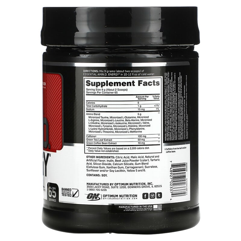 Optimum Nutrition ESSENTIAL AMIN.O. ENERGY Fruit Fusion 1.29 lb (585 g) 2 Thành phần vi chất của Optimum Nutrition ESSENTIAL AMIN.O. ENERGY Fruit Fusion 1.29 lb (585 g) 748927023374