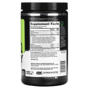 Thành phần vi chất của Optimum Nutrition ESSENTIAL AMIN.O. ENERGY Green Apple 9.5 oz (270 g) 748927051704