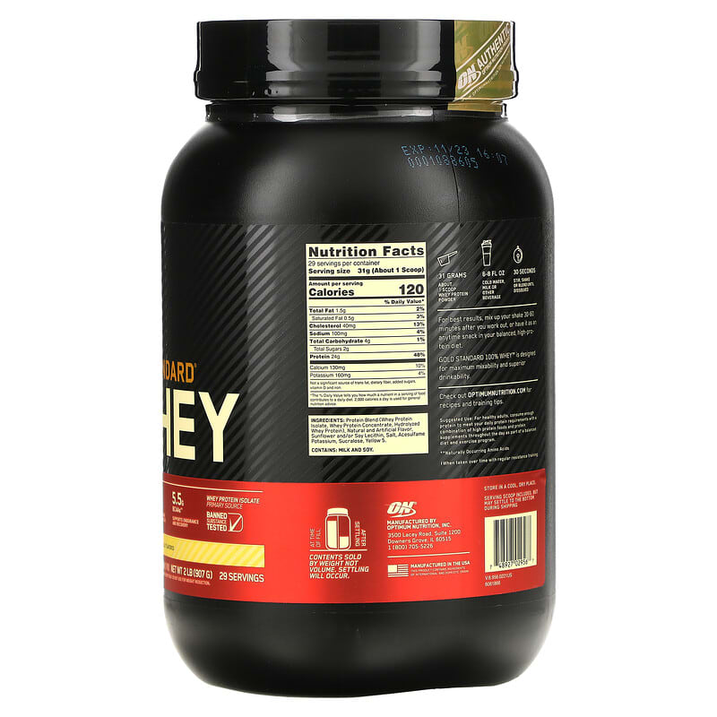 Optimum Nutrition Gold Standard 100% Whey Banana Cream 2 lb (907 g) 2 Thành phần vi chất của Optimum Nutrition Gold Standard 100% Whey Banana Cream 2 lb (907 g) 748927029567