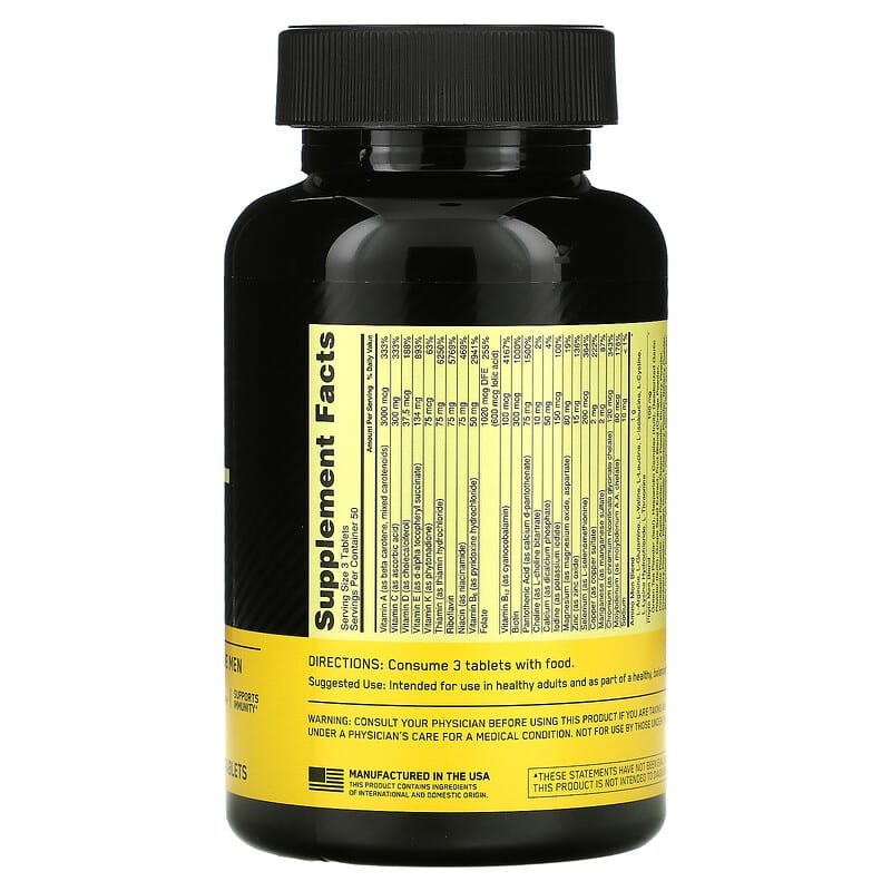 Optimum Nutrition Opti-Men 150 Tablets 2 Thành phần vi chất của Optimum Nutrition Opti-Men 150 Tablets 748927052275