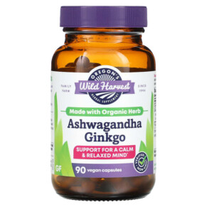 Thực phẩm chức năng Oregons Wild Harvest Ashwagandha Ginkgo 90 Vegan Capsules 706195004709
