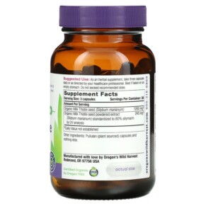 Thành phần vi chất của Oregons Wild Harvest Milk Thistle 90 Vegan Capsules 706195000190