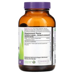 Thành phần vi chất của Oregons Wild Harvest True Cinnamon (Ceylon) 120 Vegan Capsules 706195106014