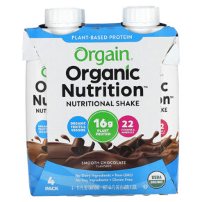 Thực phẩm chức năng Orgain Organic Nutrition Nutritional Shake Smooth Chocolate 4 Pack 11 fl oz (330 ml) Each 851770003322