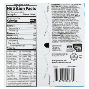 Thành phần vi chất của Orgain Organic Nutrition Nutritional Shake Vanilla Bean 4 Pack 11 fl oz (330 ml) Each 851770003339