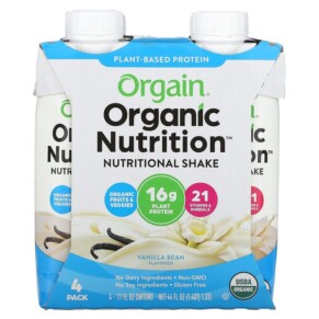 Thực phẩm chức năng Orgain Organic Nutrition Nutritional Shake Vanilla Bean 4 Pack 11 fl oz (330 ml) Each 851770003339