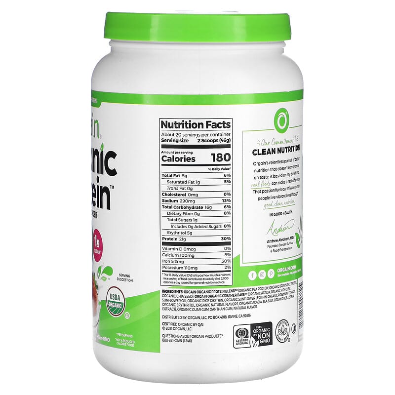Orgain Organic Protein Powder Plant Based Strawberries 'N Cream 32.4 oz (920 g) 2 Thành phần vi chất của Orgain Organic Protein Powder Plant Based Strawberries 'N Cream 32.4 oz (920 g) 851770007825