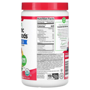 Thành phần vi chất của Orgain Organic Superfoods + Probiotics Super Nutrition Powder Berry 9.9 oz (280 g) 851770003964