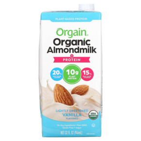 Thực phẩm chức năng Orgain Plant-Based Organic Almondmilk + Protein Lightly Sweetened Vanilla 32 fl oz (946 ml) 851770003650