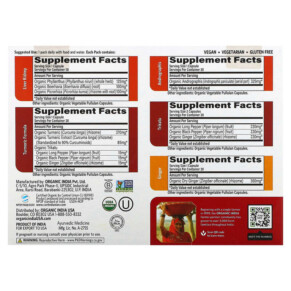 Thành phần vi chất của Organic India Digestive Support Daily Pack 30 Daily Packs 180 Vegetable Capsules 850021635190