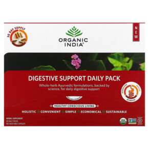 Thực phẩm chức năng Organic India Digestive Support Daily Pack 30 Daily Packs 180 Vegetable Capsules 850021635190