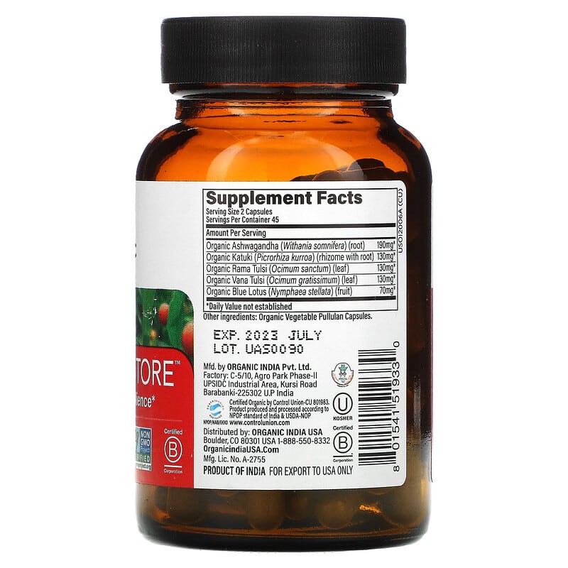 Organic India Energy Restore Daily Stamina & Resilience 90 Veg Caps 2 Thành phần vi chất của Organic India Energy Restore Daily Stamina & Resilience 90 Veg Caps 801541519330