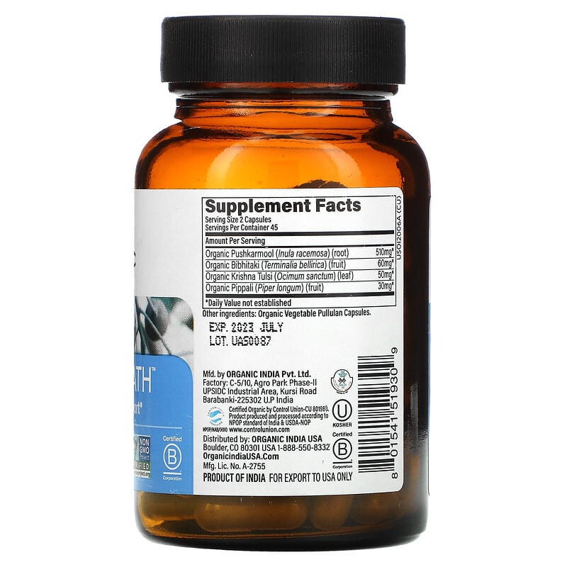 Organic India Full Breath Respiratory Support 90 Veg Caps 2 Thành phần vi chất của Organic India Full Breath Respiratory Support 90 Veg Caps 801541519309