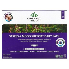 Thực phẩm chức năng Organic India Stress & Mood Support Daily Pack 30 Daily Packs 180 Vegetable Capsules 850021635183