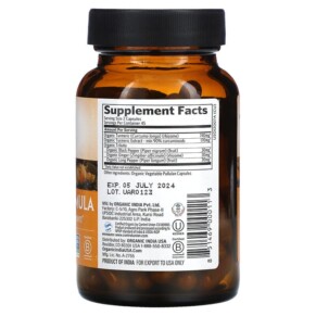 Thành phần vi chất của Organic India Turmeric Formula 90 Vegetarian Caps 851469000113