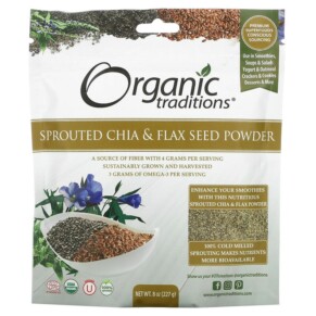 Thực phẩm chức năng Organic Traditions Sprouted Chia & Flax Seed Powder 8 oz (227 g) 627733005883