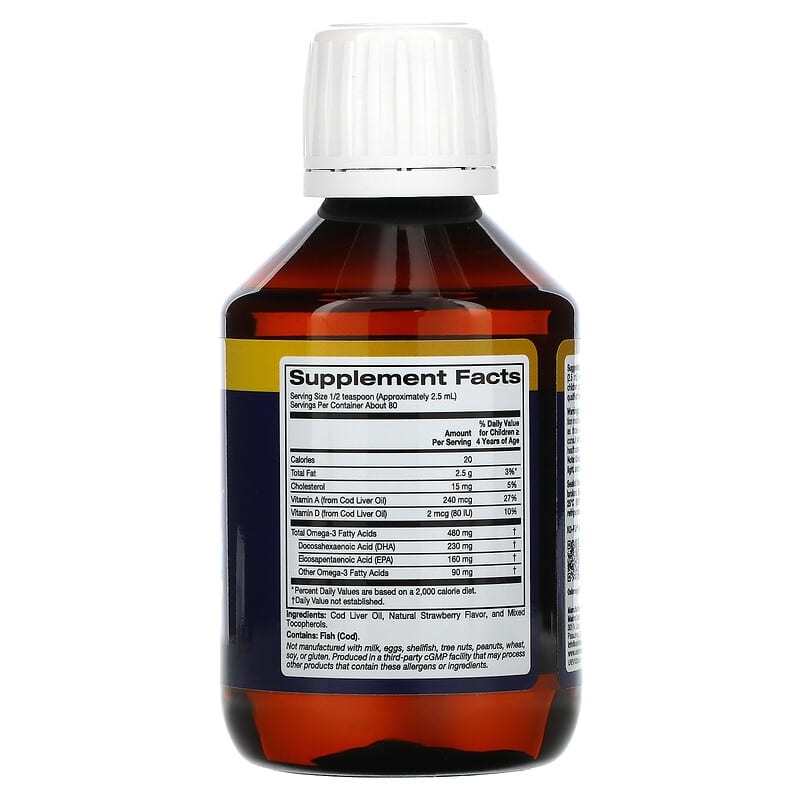 Oslomega Kids Cod Liver Oil 480 mg Omega-3 Natural Strawberry Flavor 480 mg 6.7 fl oz (200 ml) 2 Thành phần vi chất của Oslomega Kids Cod Liver Oil 480 mg Omega-3 Natural Strawberry Flavor 480 mg 6.7 fl oz (200 ml) 898220013913
