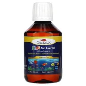 Thực phẩm chức năng Oslomega Kids Cod Liver Oil 480 mg Omega-3 Natural Strawberry Flavor 480 mg 6.7 fl oz (200 ml) 898220013913