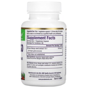 Thành phần vi chất của Paradise Herbs African Mango 60 Vegetarian Capsules 601944778415