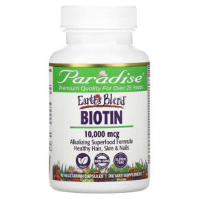 Thực phẩm chức năng Paradise Herbs Earth's Blend Biotin 10.000 mcg 90 Vegetarian Capsules 601944778705